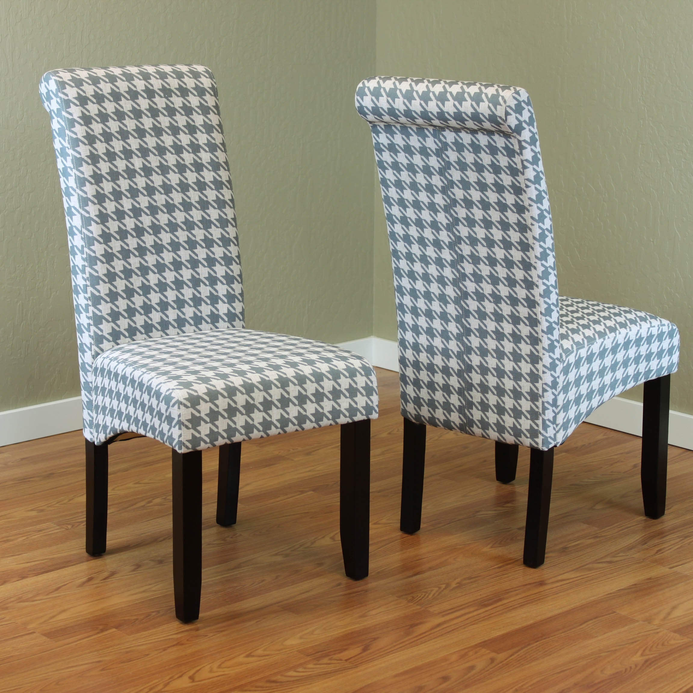 Milan Houndstooth Linen Dining Chairs (Set of 2)