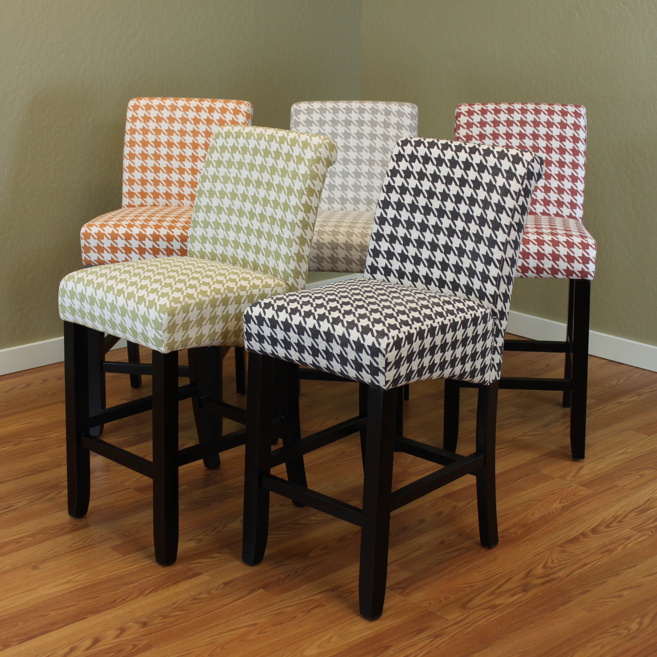 Milan Houndstooth linen Counter Chairs (Set of 2)