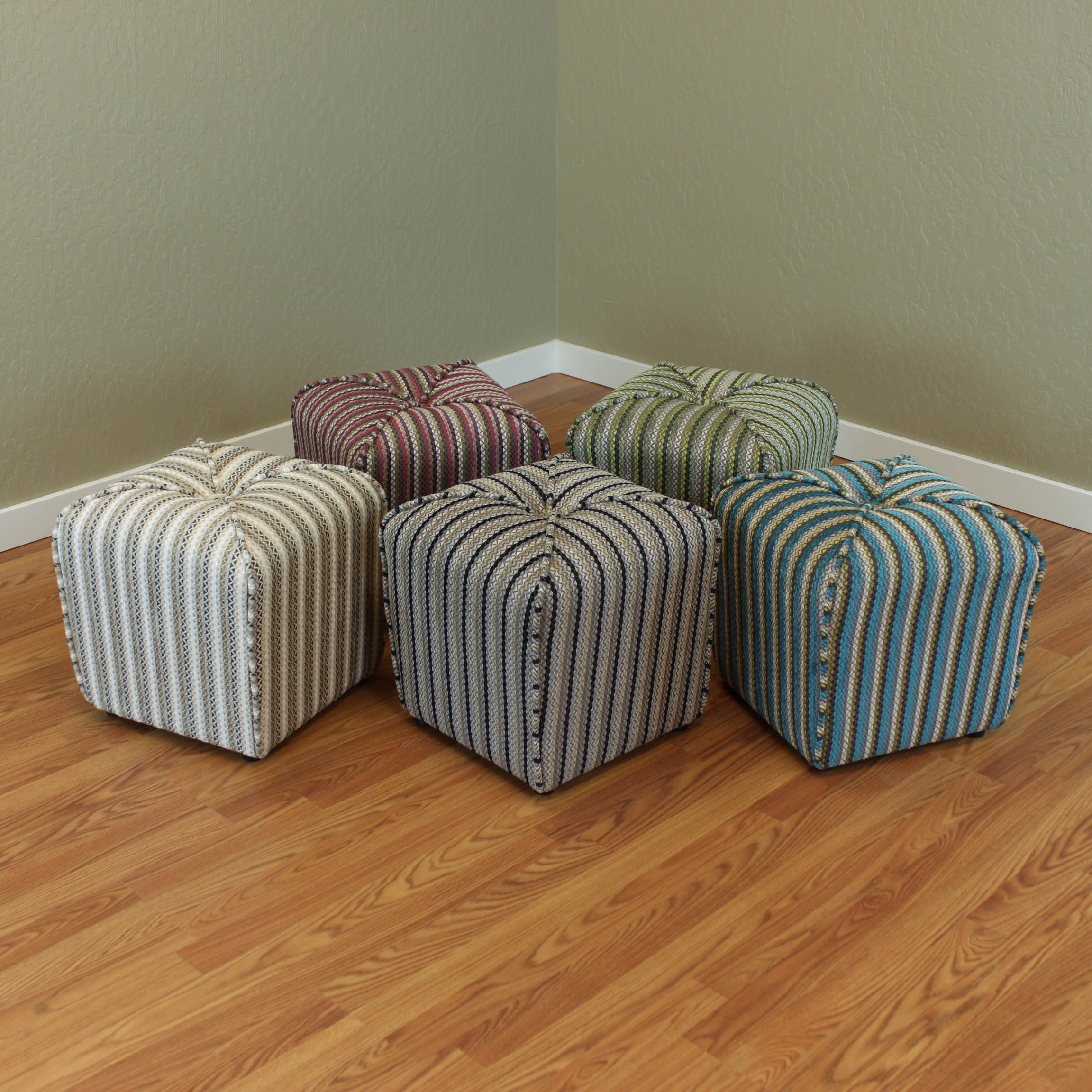 Seville Stripe Upholstered Ottoman