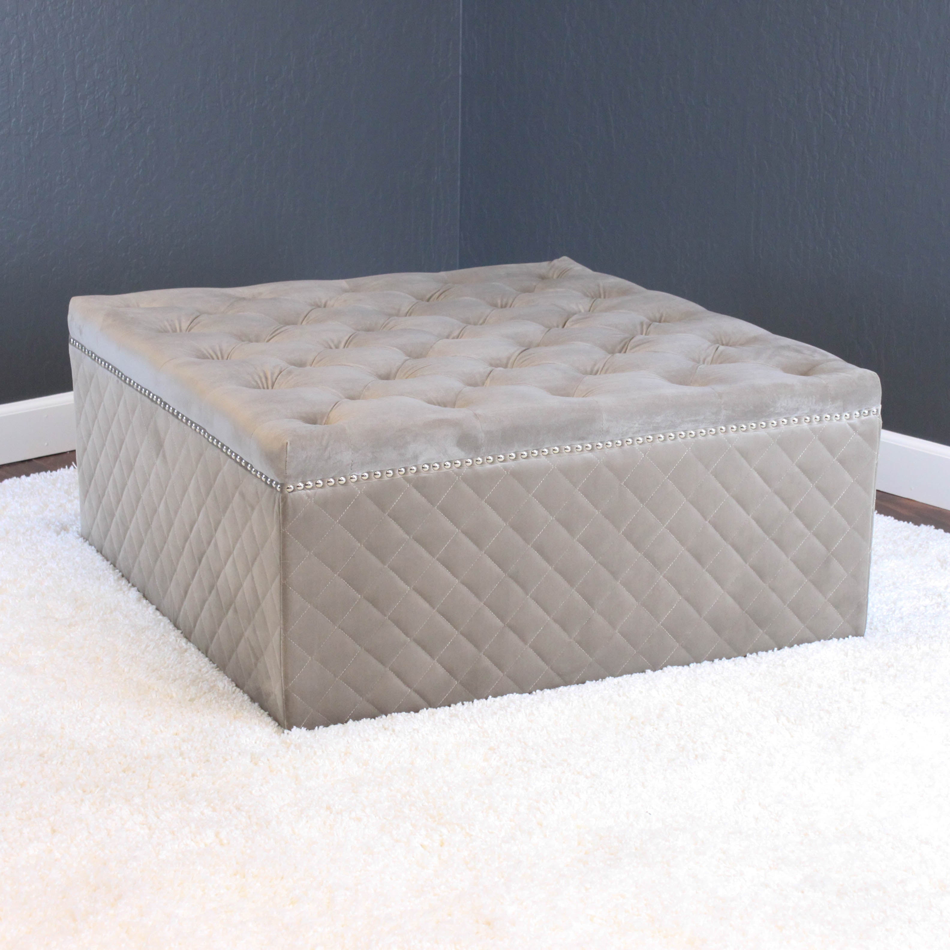 Lemele 36" Square Velvet Ottoman